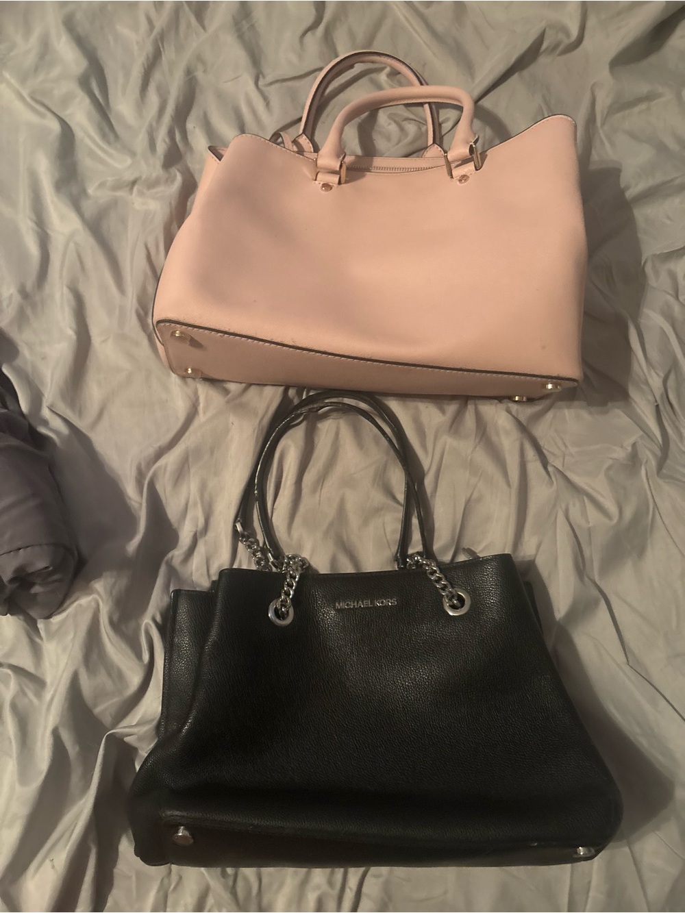 Michael Kors Black Leather Tote with Chain Handles